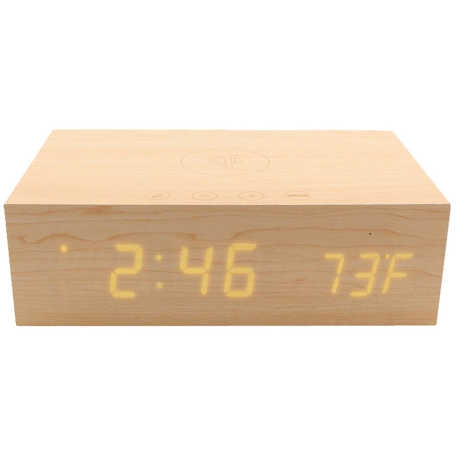 Bluesequoia Alarm Clock with Qi Charging Station and Wireless Speaker