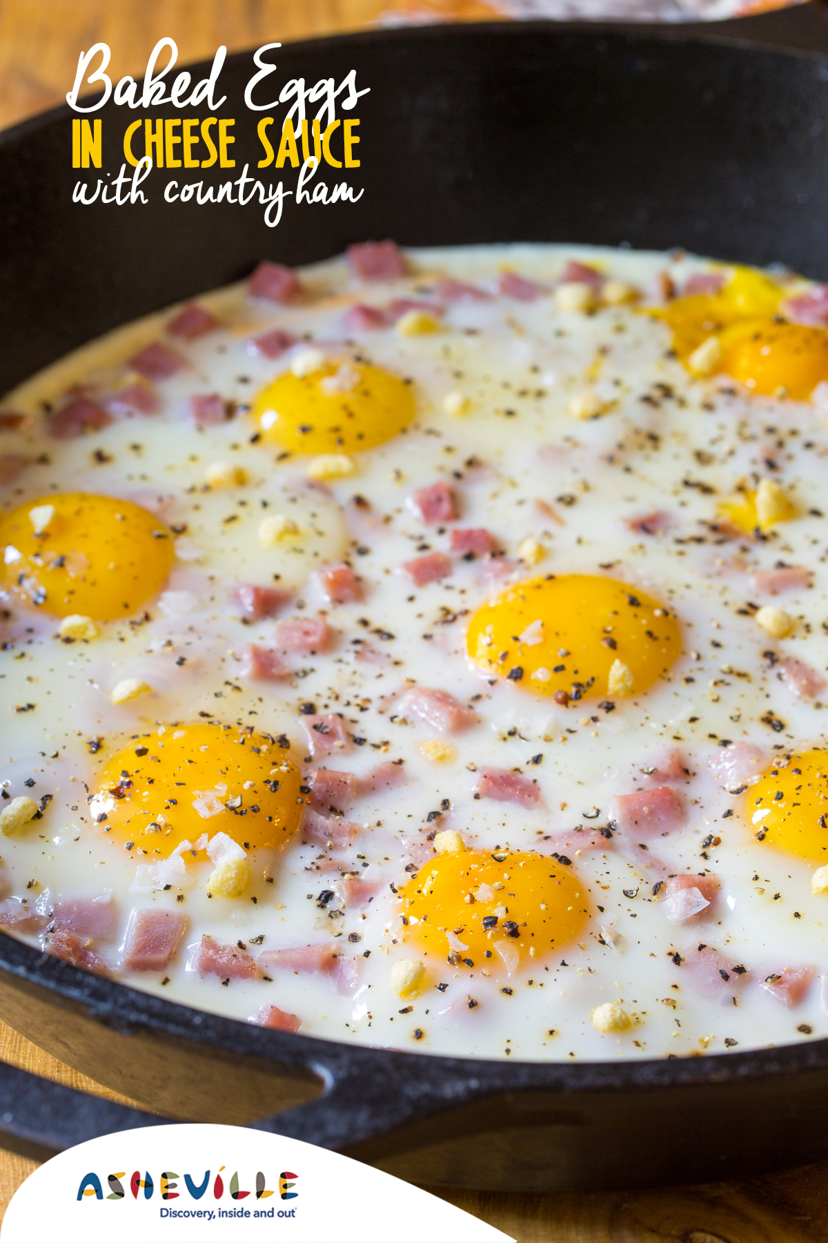 Baked Eggs in Cheese Sauce with Country Ham Recipe
