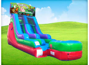 15ft Happy Birthday Animal Retro Wet/Dry Slide