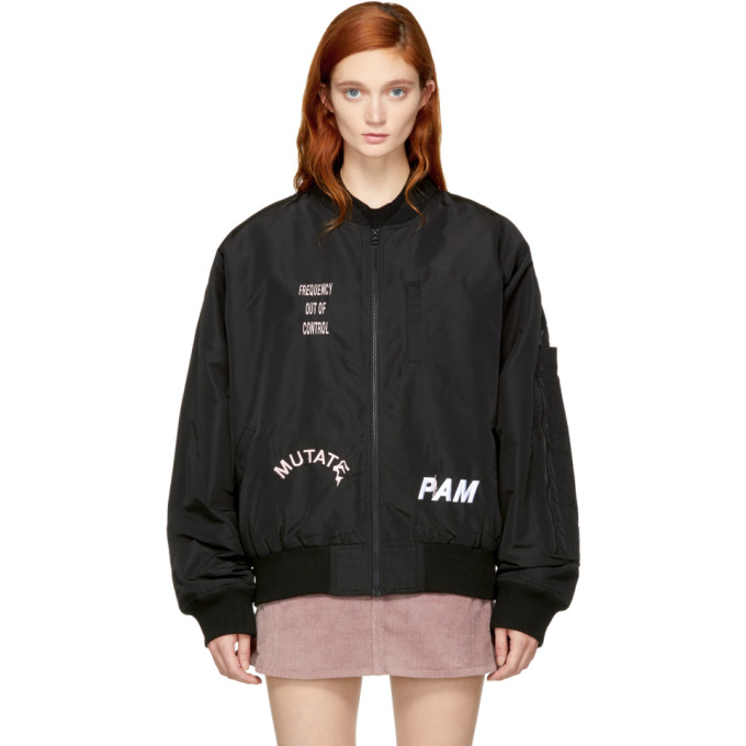 Perks And Mini Ssense Exclusive Black Hard Synth Embroidered Ma-1