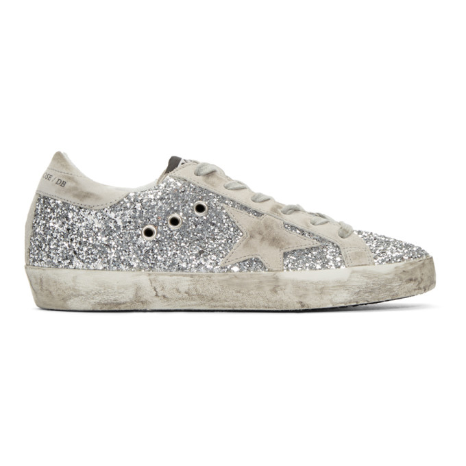 Golden Goose Ssense Exclusive Silver Glitter Superstar Sneakers | ModeSens