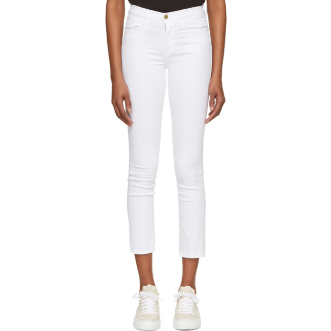 straight leg cropped white jeans