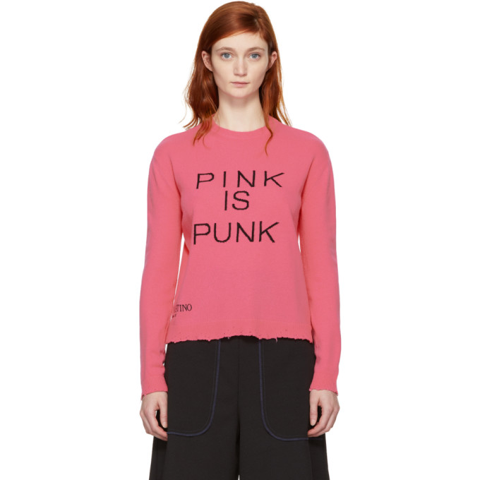 pink is punk crewneck wool-cashmere sweater