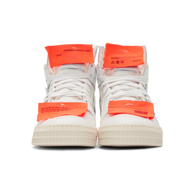 OFF-WHITE Low 3.0 Leather And Canvas High-Top Sneakers, White | ModeSens