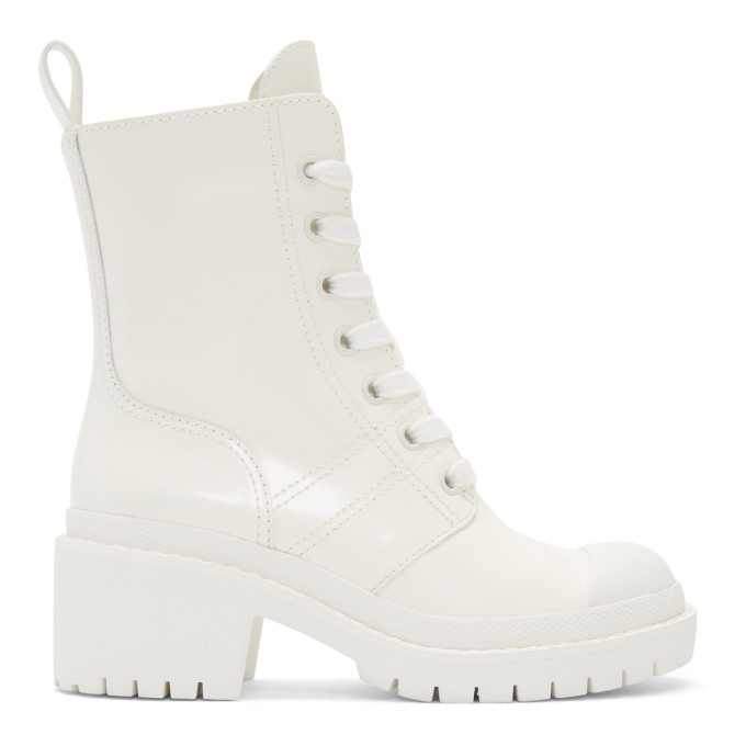 MARC JACOBS MARC JACOBS WHITE BRISTOL LACED UP BOOTS