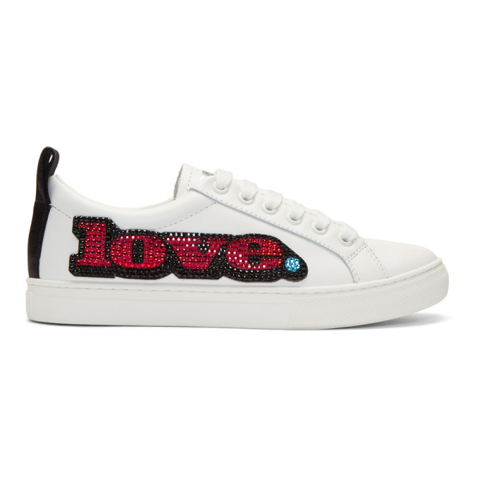 MARC JACOBS MARC JACOBS WHITE LOVE EMBELLISHED EMPIRE SNEAKERS