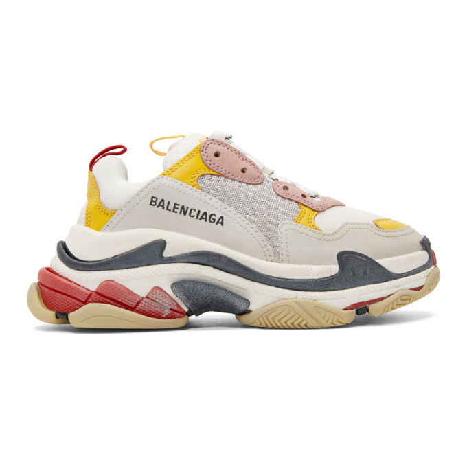 BALENCIAGA Yellow & Grey Triple S Sneakers