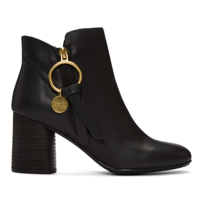 SEE BY CHLOÉ SEE BY CHLOE BLACK LOUISE HEELED BOOTS
