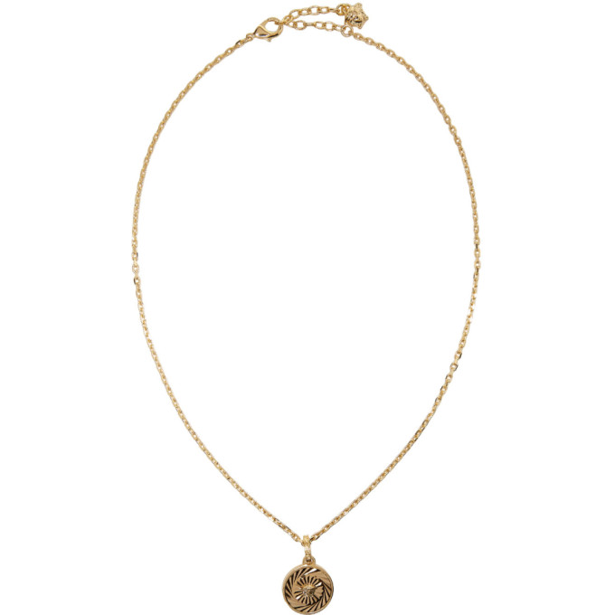 VERSACE VERSACE GOLD ROUND CHAIN PENDANT NECKLACE