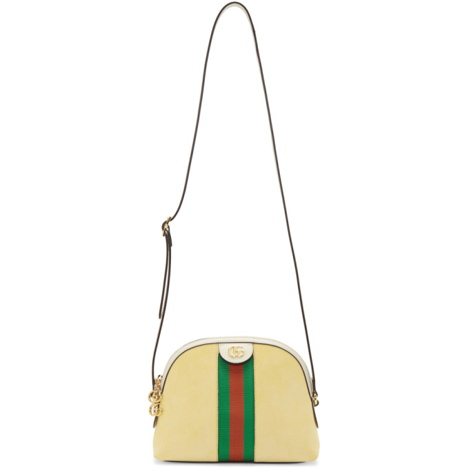 GUCCI GUCCI YELLOW SMALL SUEDE OPHIDIA SHOULDER BAG