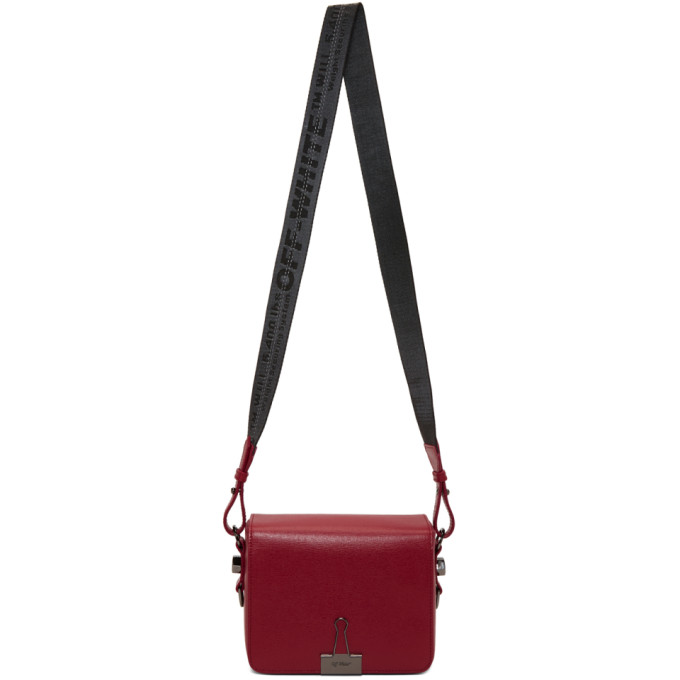 OFF-WHITE OFF-WHITE RED BINDER CLIP FLAP BAG