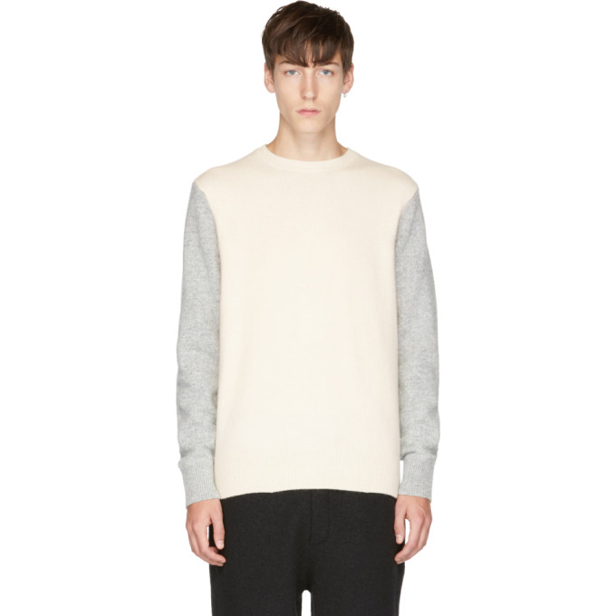 Click to view more detailed imagery on our partner's website Rag & Bone Grey & Ivory Victor Crew Sweater In Chalk