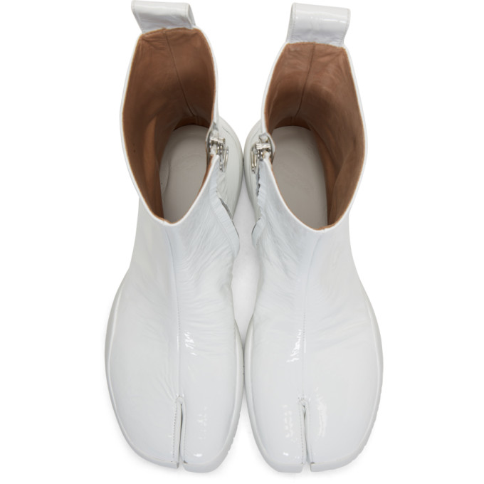 MAISON MARGIELA White Patent Flat Tabi Boots | ModeSens