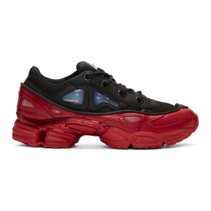 RAF SIMONS Black & Red Adidas Originals Edition Ozweego 3 Sneakers in ...