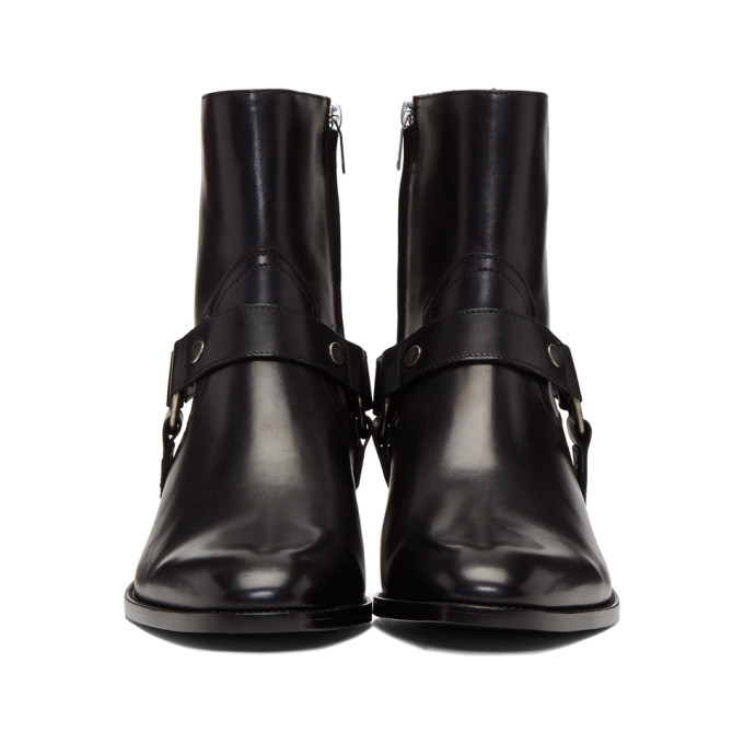 SAINT LAURENT 40Mm Wyatt Brushed Leather Cropped Boots, Black | ModeSens