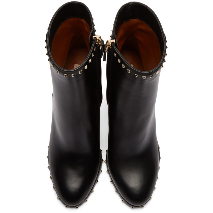 VALENTINO Pyramid-Studded Heeled Ankle Boots in Black | ModeSens