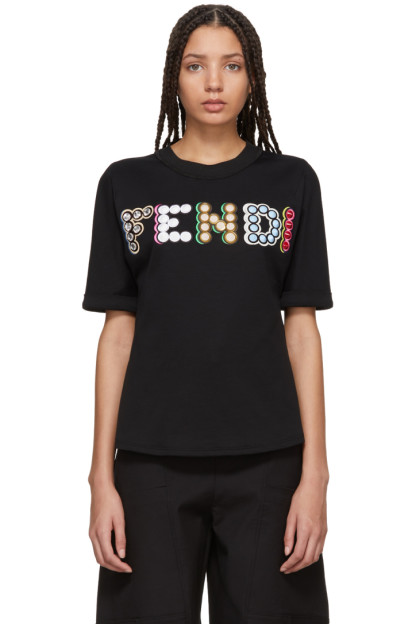 Fendi - Black Stones Logo T-Shirt
