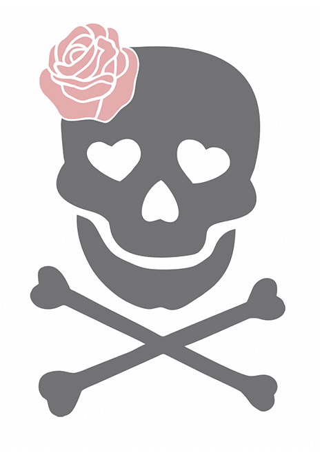 Transfer Recorte Desenho para tattoo, caveira com rosas. transfer recorte