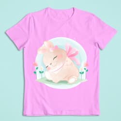 Sød kanin med blomster strygemærke