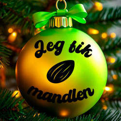 Jeg fik mandlen #2 klistermærke til julekugle
