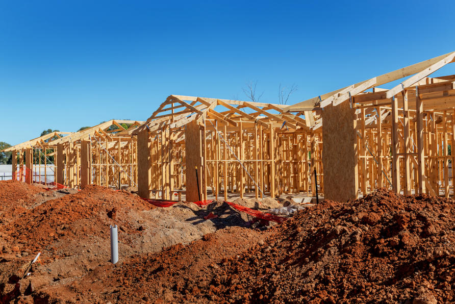 frames of houses under construction