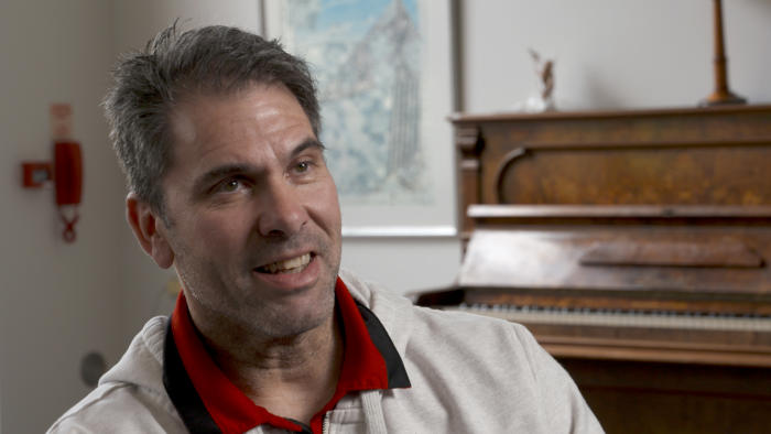 In the virtual reality world, spinal patient Steven Ribarich says he can forget about his injury and his inhibitions. Picture: Paul Burston.
