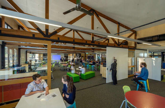 Marist College, Bendigo<strong>. Sliding doors, writable surfaces and adaptable furniture-</strong><strong>flexible spaces enable collaborative group learning. </strong>Architect: Y2 Architecture. Picture: Bill Conroy. 