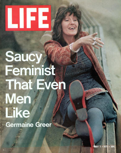 Germaine Greer on the LIFE magazine cover on May 7, 1971. Inside, LIFE promoted the feature by saying that Greer wanted to “liberate women from the ‘slavery’ of traditional marriage and motherhood”. Picture: Vernon Merritt III/The LIFE Premium Collection/Getty Images