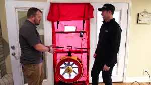 Is your 70’s house equally leaky?  Blower door tested my rental house!