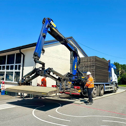 Temporary Roadways Support Wernick Modular Classroom Installation in Exeter
