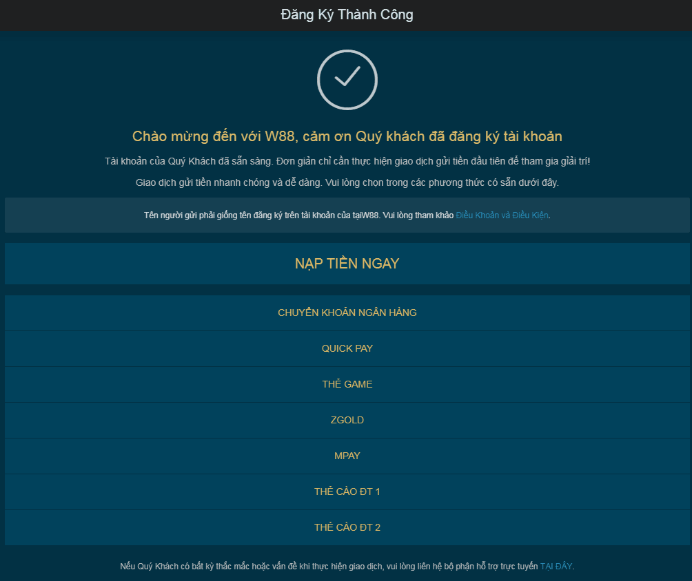 Đăng ký tài khoản w88