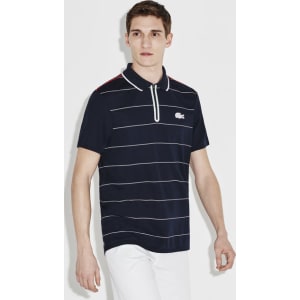 Open Shirt Neck Lacoste French Men's Zip Striped Polo Navy Blue Sport n8OwP0kX