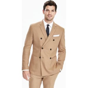 Slim Camel Wool Double Breasted Suit Jacket From Banana Republic