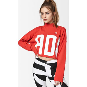 Adidas Bold Age Cropped Sweatshirt - Red/White Adidas Bold Age Cropped Sweatshirt - Red/White
