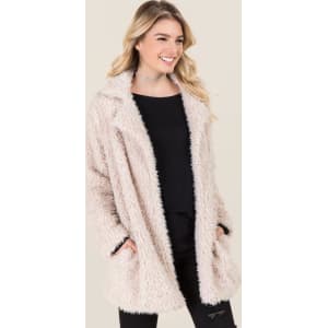 Priscilla Drape Front Faux Fur Coat Blush From Francesca S