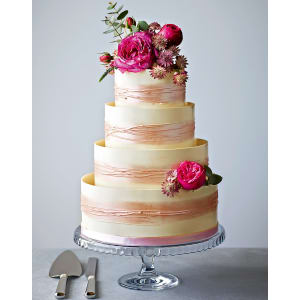Pink Shimmering Hoop Wedding Cake Chocolate Sponge Serves 110