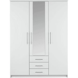 Home Normandy 3 Door 3 Drawer Mirrored Wardrobe White From Argos