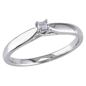 0.05 Ct. t.w. Princess Cut Diamond Solitaire Ring in Sterling Silver - Gh I3 9 - White