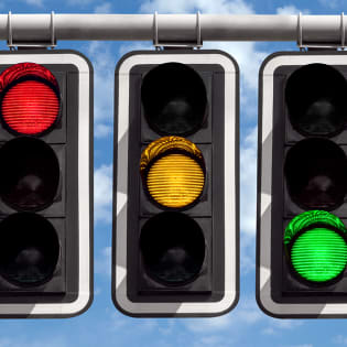 3 x sets of traffic lights - red, amber, green