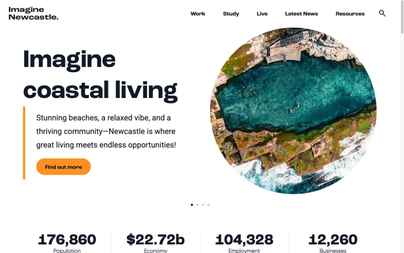 Imagine Newcastle economic development website built on Xperience by Kentico to attract talent and investment to the city