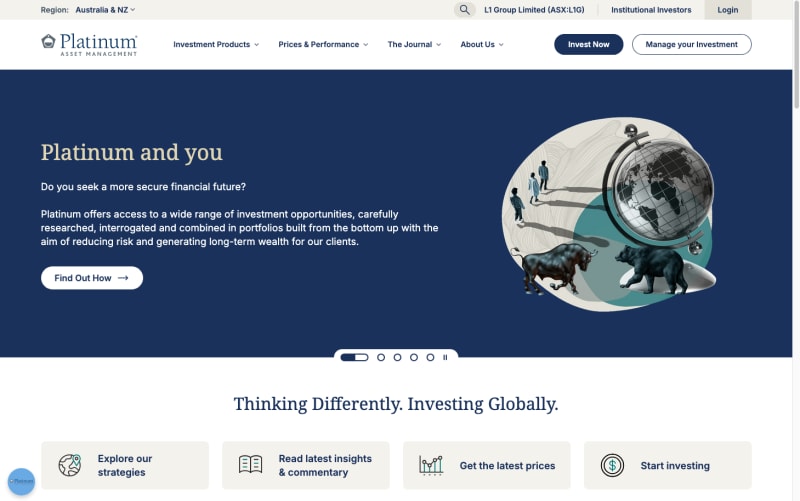 Platinum Asset Management refreshed investment website with personalized content and real-time data feeds built on Xperience by Kentico