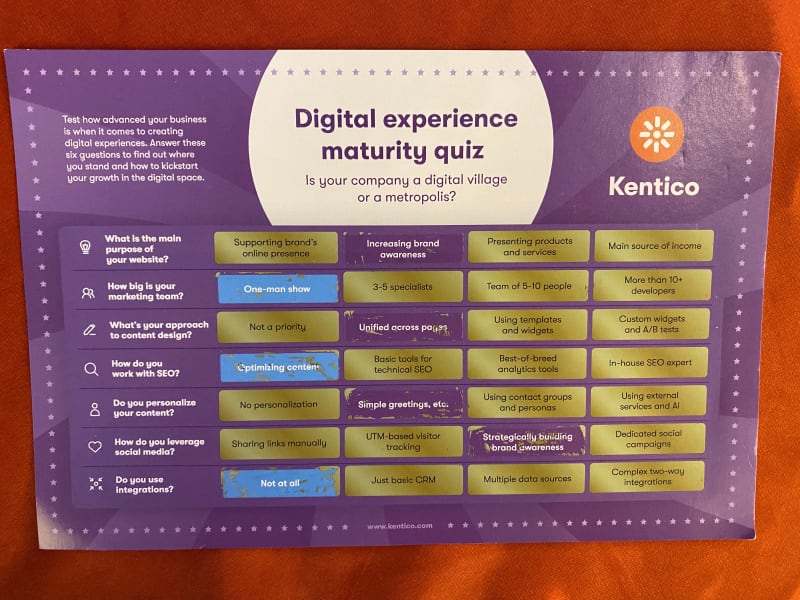 Kentico digital maturity scratchcard