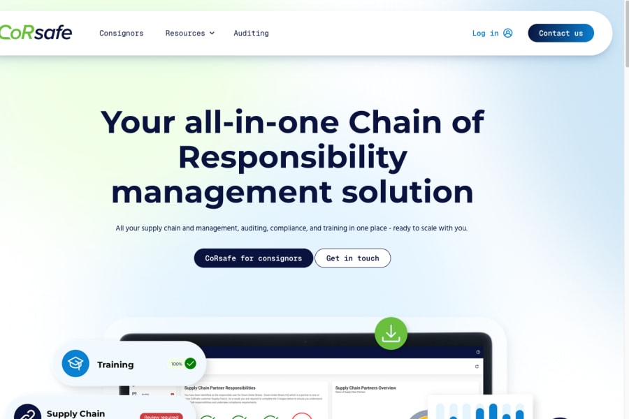 CoRsafe Chain of Responsibility compliance platform website upgraded to Xperience by Kentico for lead generation