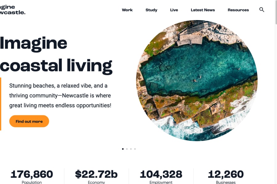 Imagine Newcastle economic development website built on Xperience by Kentico to attract talent and investment to the city