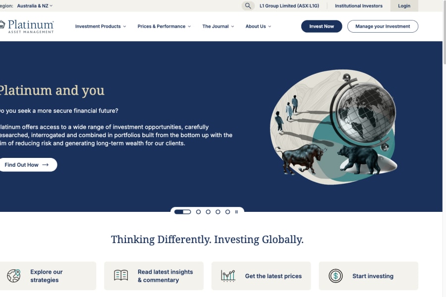 Platinum Asset Management refreshed investment website with personalized content and real-time data feeds built on Xperience by Kentico